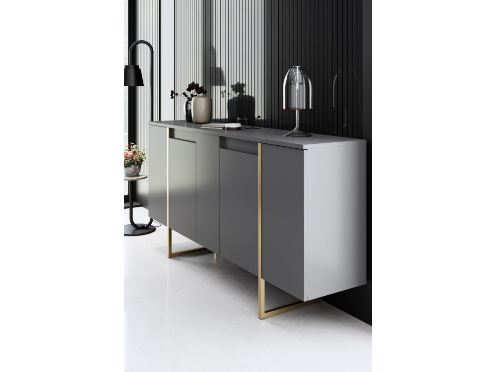 Holzbuffet "Luxe" – 160 x 35 x 80 cm – Anthrazitgold