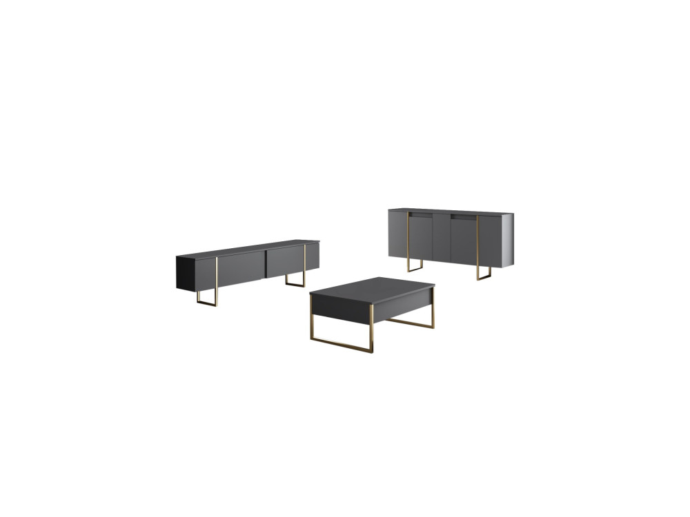 Holzbuffet "Luxe" – 160 x 35 x 80 cm – Anthrazitgold