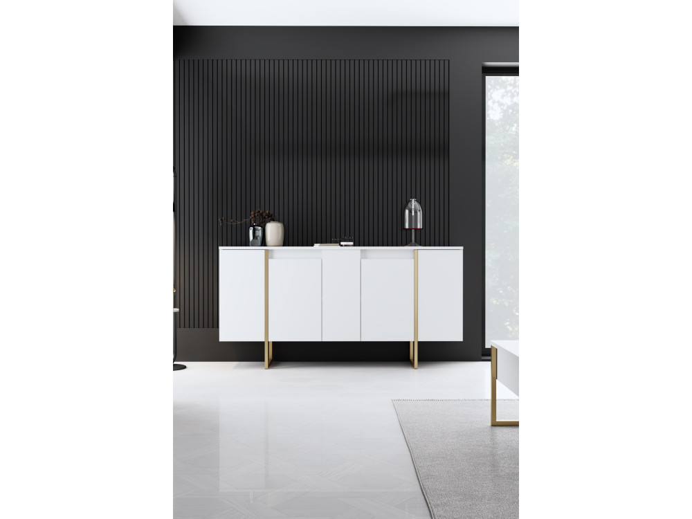 Sideboard aus Holz „Luxe“ – 160 x 35 x 80 cm – Weißgold