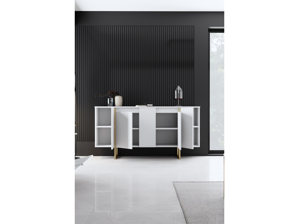 Sideboard aus Holz „Luxe“ – 160 x 35 x 80 cm – Weißgold