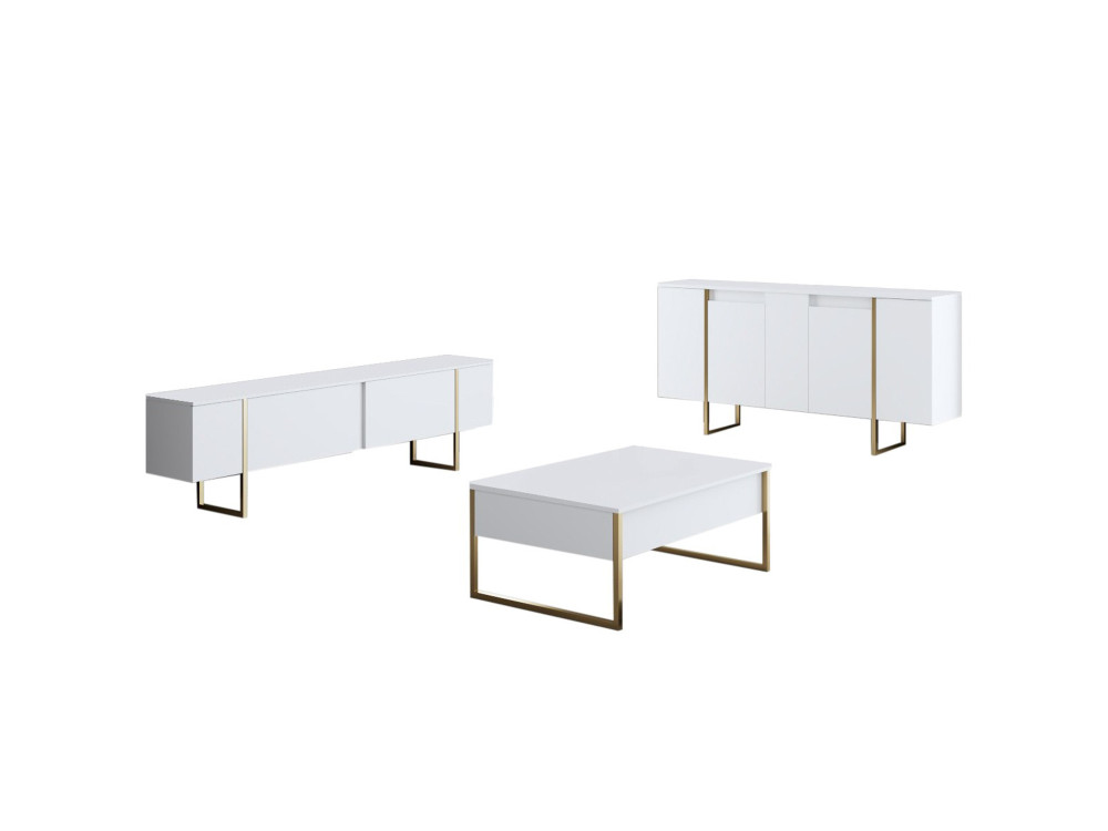 Sideboard aus Holz „Luxe“ – 160 x 35 x 80 cm – Weißgold