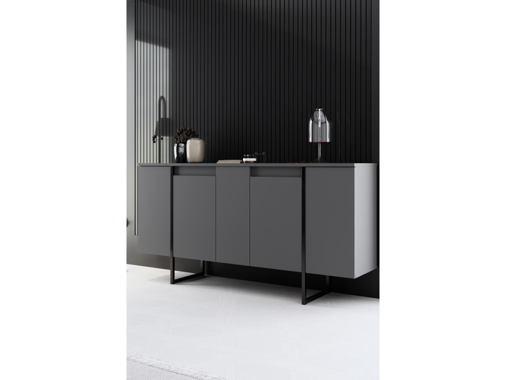 Holzanrichte "Luxe" - 160 x 35 x 80 cm - Anthrazitgrau