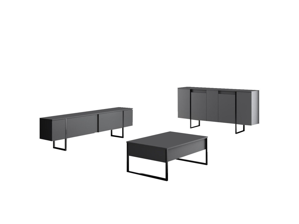 Holzanrichte "Luxe" - 160 x 35 x 80 cm - Anthrazitgrau