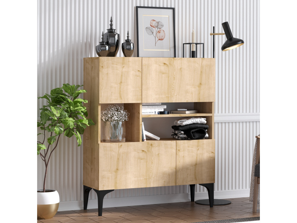 Anrichte aus Holz "Krista" - 100 x 35 x 125 cm - Eiche Saphir