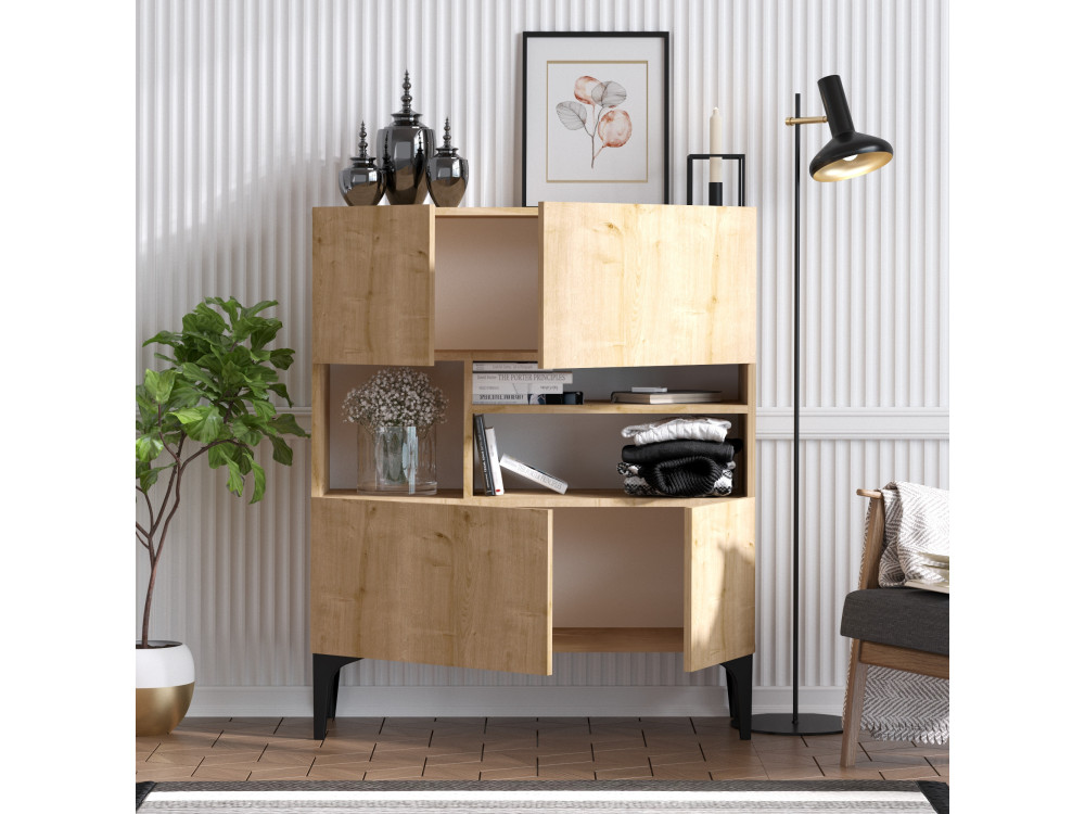 Anrichte aus Holz "Krista" - 100 x 35 x 125 cm - Eiche Saphir