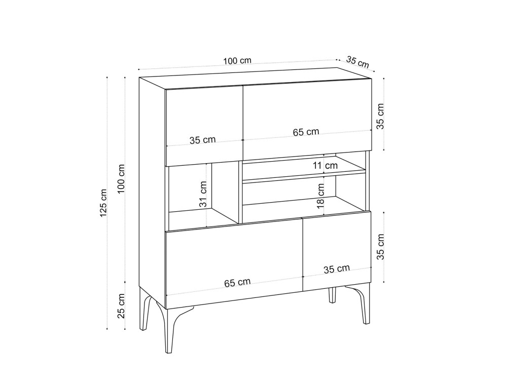 Anrichte aus Holz "Krista" - 100 x 35 x 125 cm - Eiche Saphir