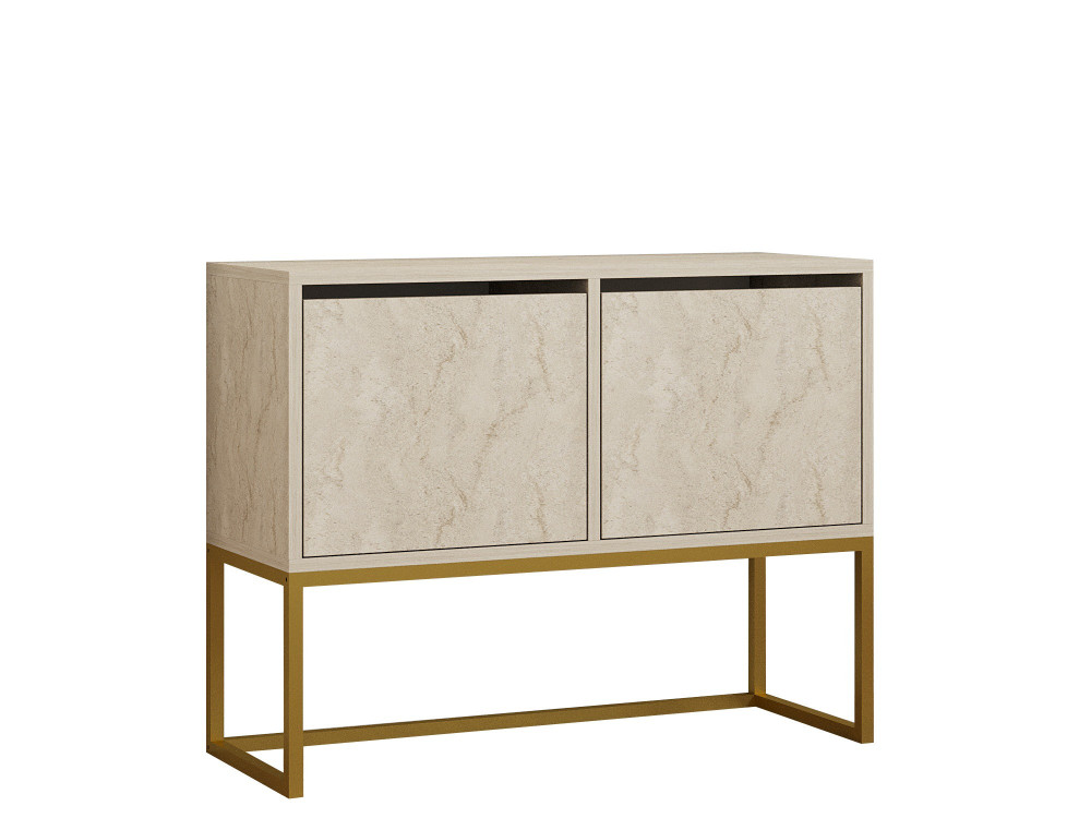 Anrichte aus Holz "Zermat" - 90 x 34 x 70 cm - Travertin