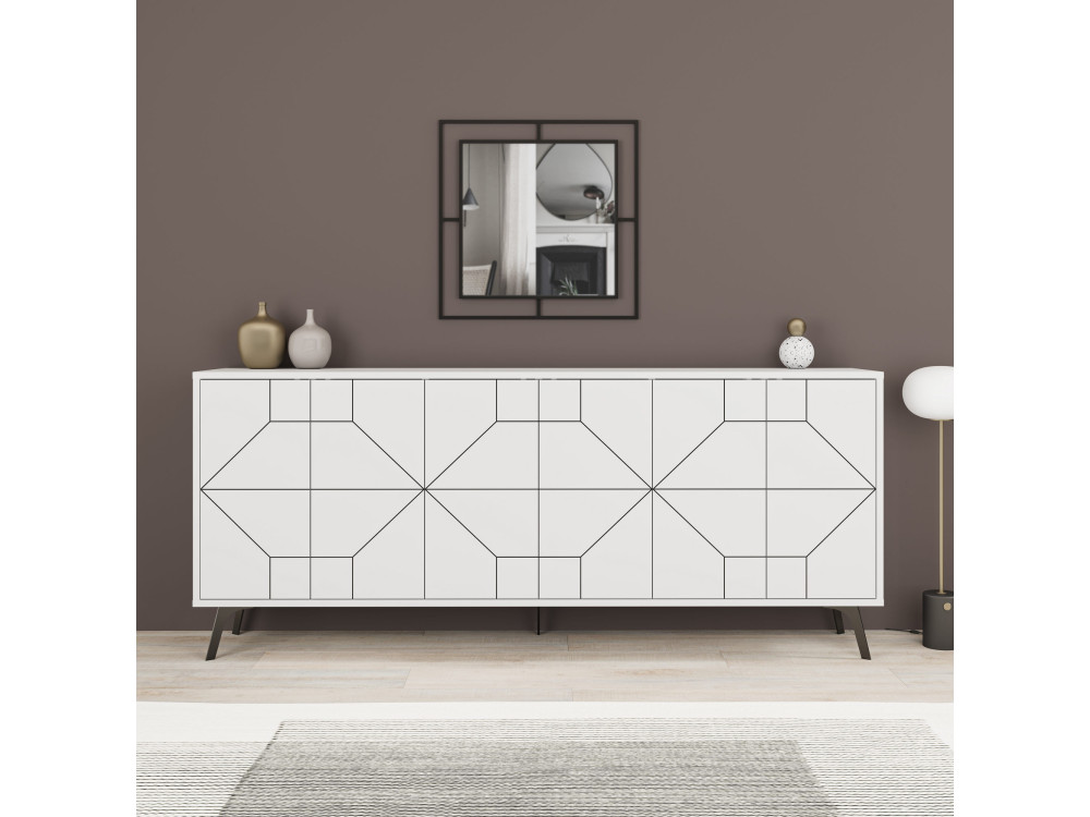 Anrichte aus Holz "Dune" - 184 x 35 x 77 cm - Weiß