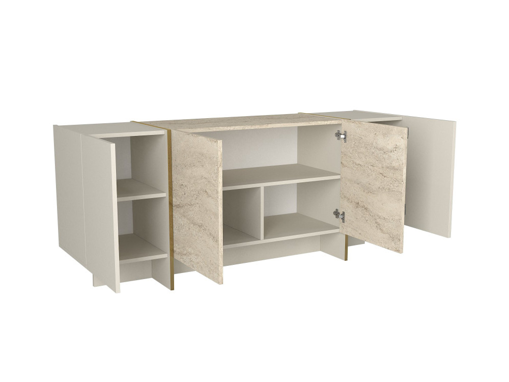 Anrichte aus Holz "Veyron" - 180 x 46 x 75 cm - Travertin, Sandstein
