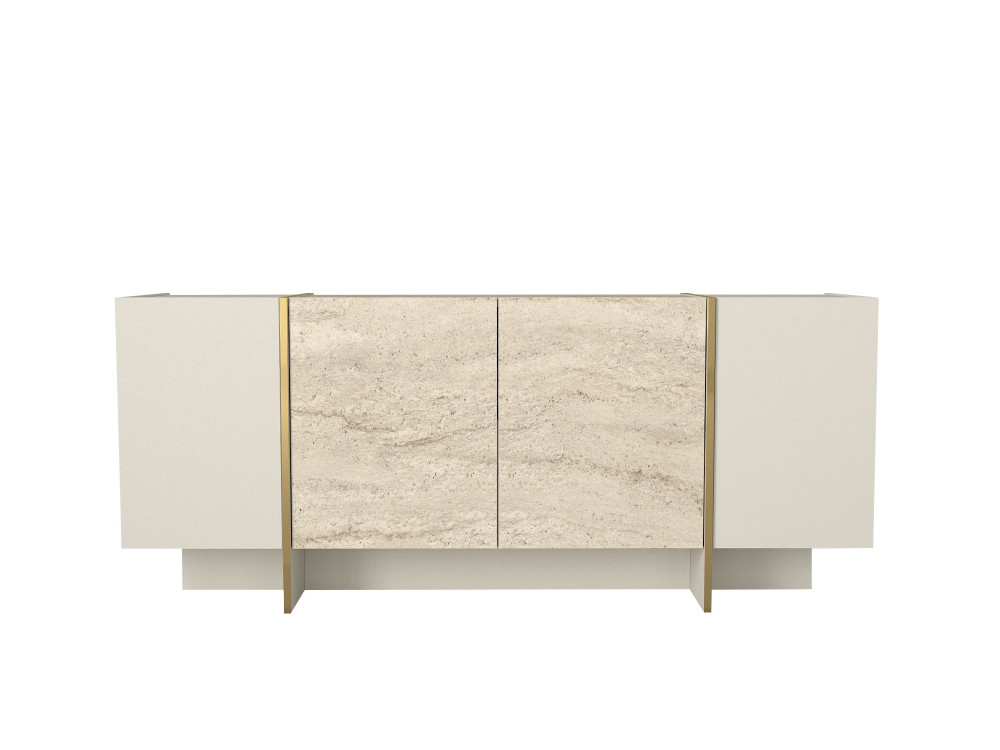 Anrichte aus Holz "Veyron" - 180 x 46 x 75 cm - Travertin, Sandstein