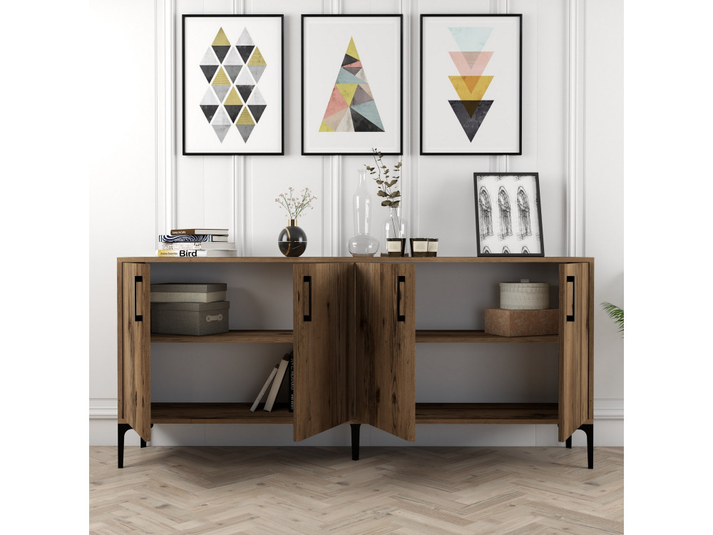 Anrichte aus Holz "Kiev" - 180 x 35 x 78 cm - Walnussholz