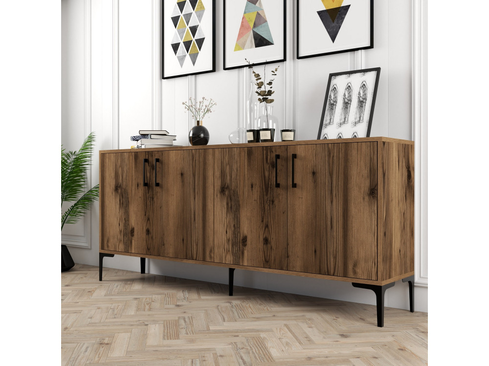 Anrichte aus Holz "Kiev" - 180 x 35 x 78 cm - Walnussholz