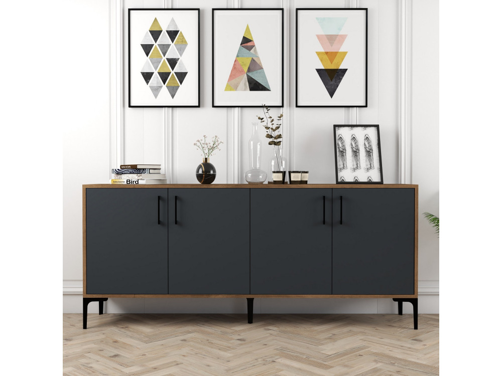 Holzanrichte "Kiev" - 180 x 35 x 78 cm - Anthrazitgrau