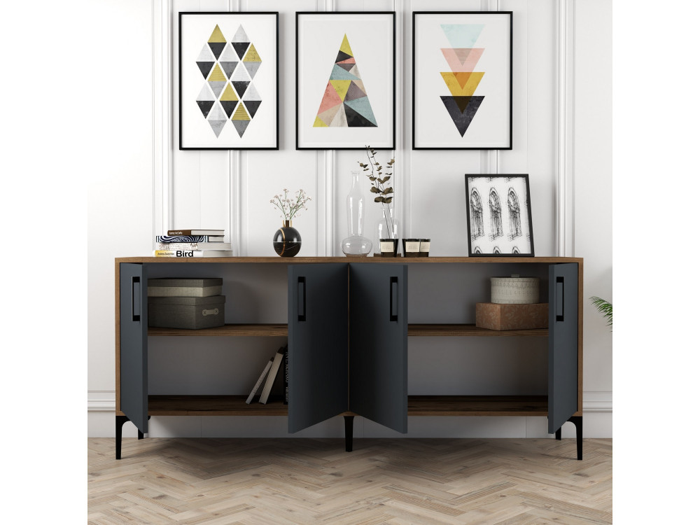 Holzanrichte "Kiev" - 180 x 35 x 78 cm - Anthrazitgrau