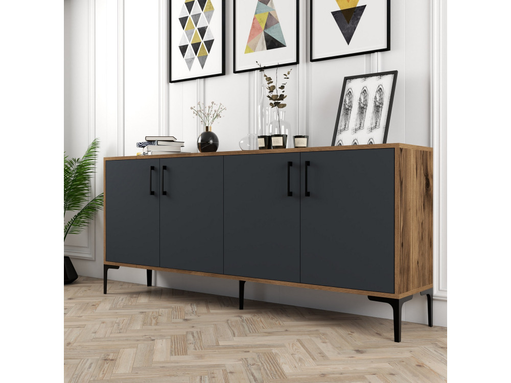 Holzanrichte "Kiev" - 180 x 35 x 78 cm - Anthrazitgrau