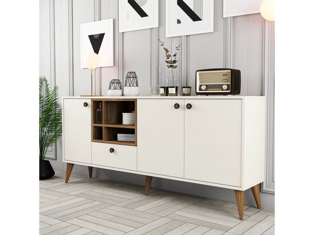 Anrichte aus Holz "Napoli" - 180 x 35 x 81 cm - Creme