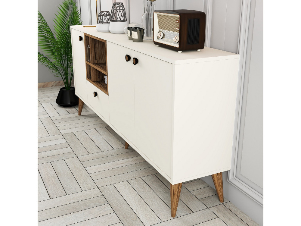 Anrichte aus Holz "Napoli" - 180 x 35 x 81 cm - Creme
