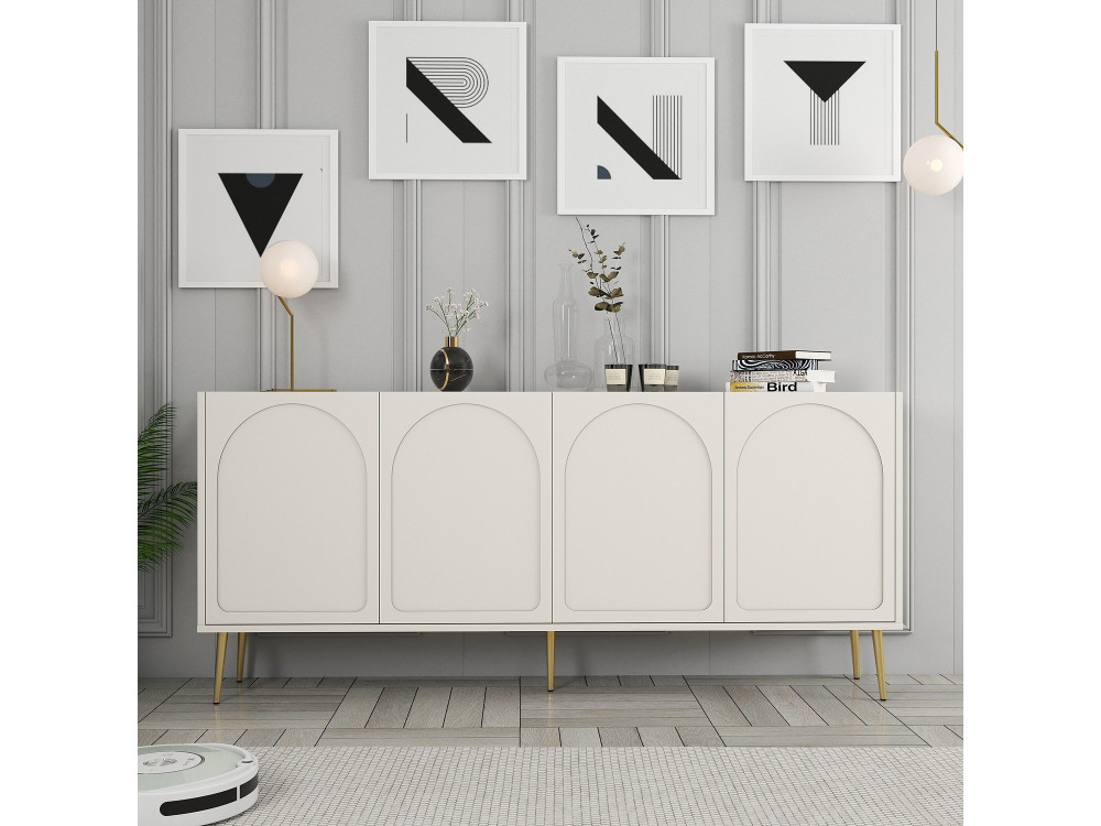 Anrichte aus Holz "Lyon" - 180 x 35 x 80 cm - Creme, Gold