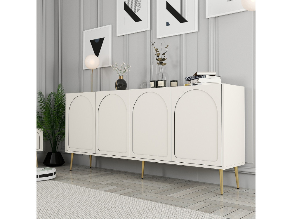 Anrichte aus Holz "Lyon" - 180 x 35 x 80 cm - Creme, Gold