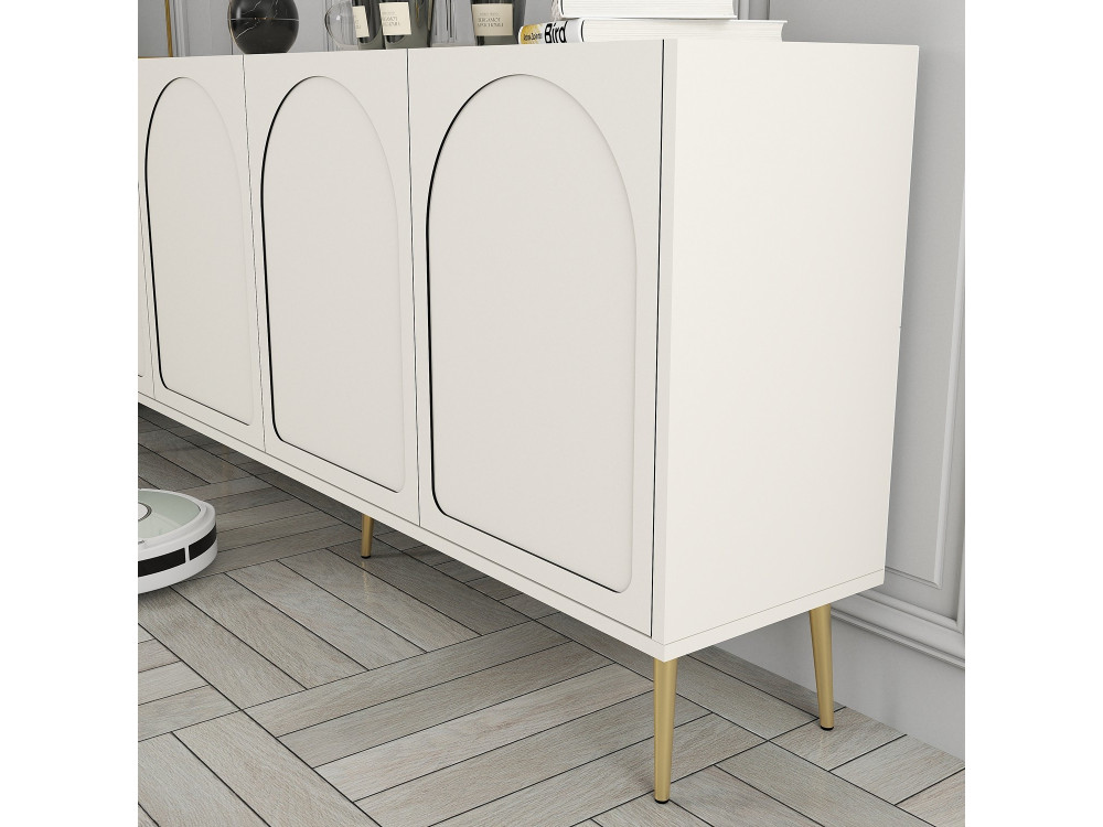 Anrichte aus Holz "Lyon" - 180 x 35 x 80 cm - Creme, Gold