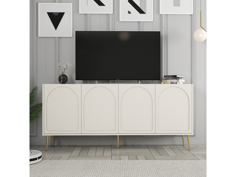 Anrichte aus Holz "Lyon" - 180 x 35 x 80 cm - Creme, Gold