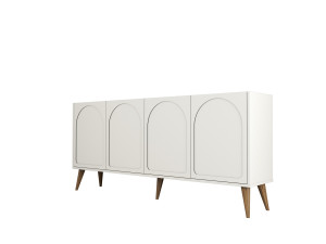 Holzanrichte "Lyon" - 180 x 35 x 81 cm - Creme, Nussbaum