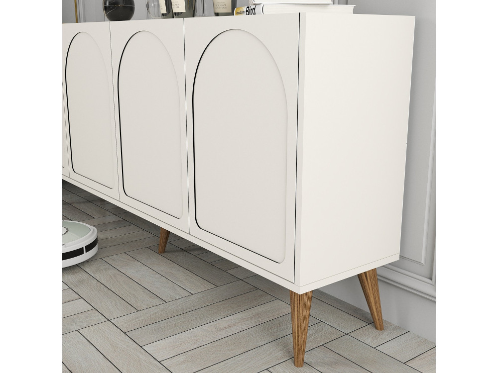 Holzanrichte "Lyon" - 180 x 35 x 81 cm - Creme, Nussbaum