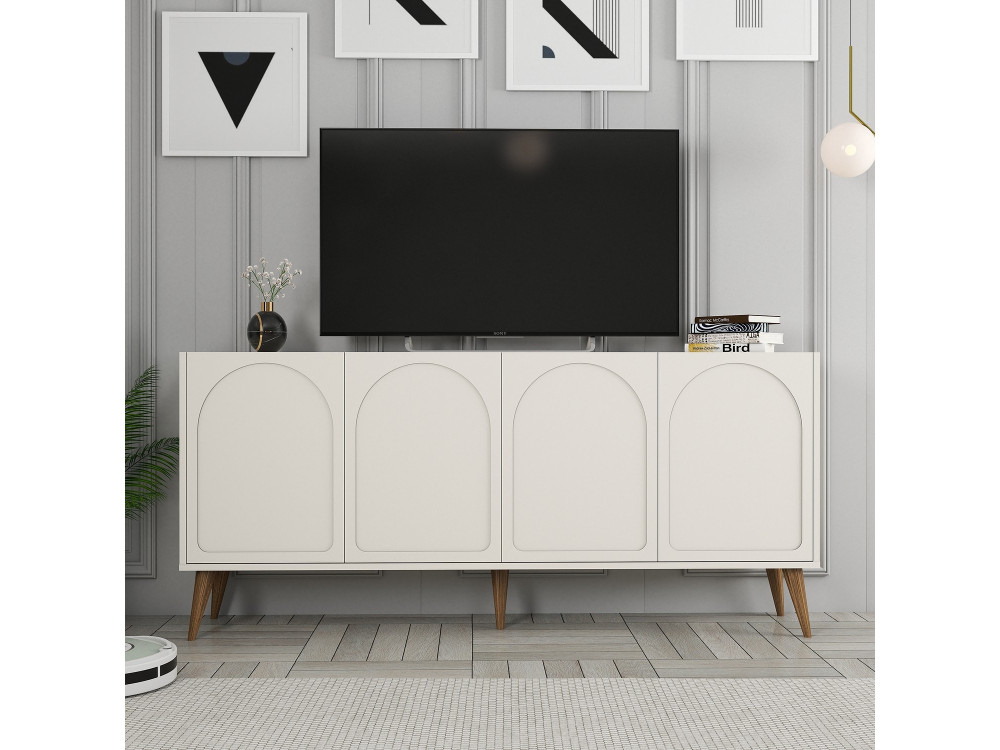 Holzanrichte "Lyon" - 180 x 35 x 81 cm - Creme, Nussbaum
