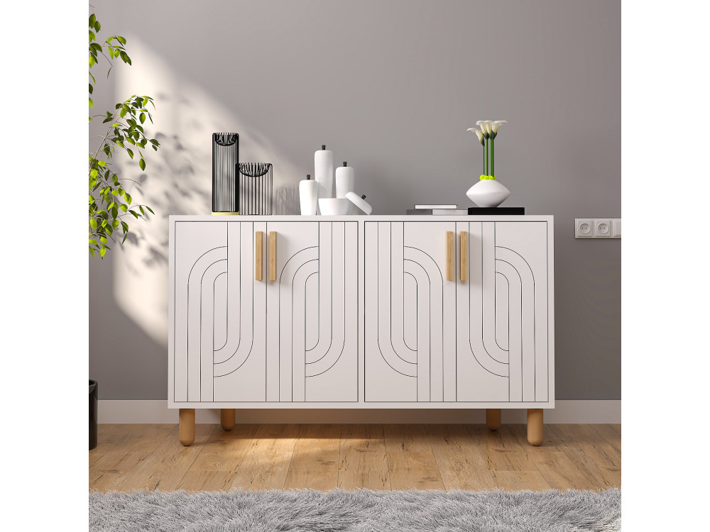 Anrichte aus Holz "Rodney" - 120 x 29 x 73 cm - Weiß