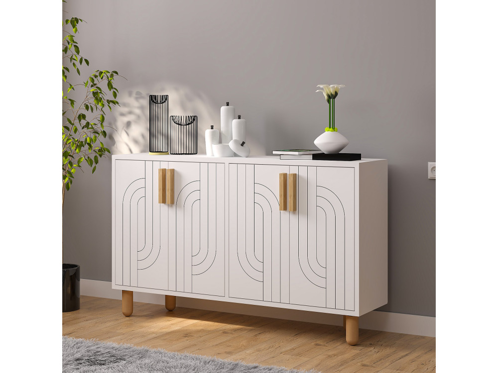 Anrichte aus Holz "Rodney" - 120 x 29 x 73 cm - Weiß