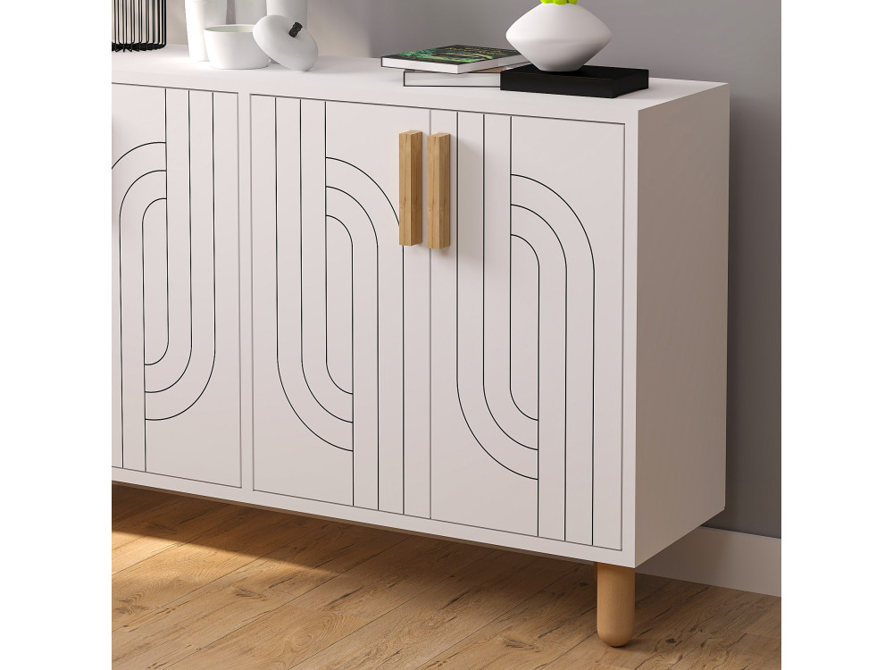 Anrichte aus Holz "Rodney" - 120 x 29 x 73 cm - Weiß