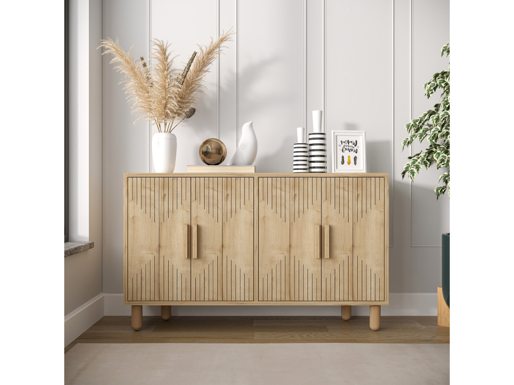 Anrichte aus Holz "Roger" - 120 x 29 x 73 cm - Eiche Saphir