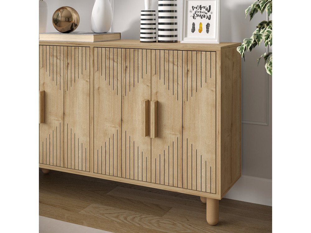 Anrichte aus Holz "Roger" - 120 x 29 x 73 cm - Eiche Saphir