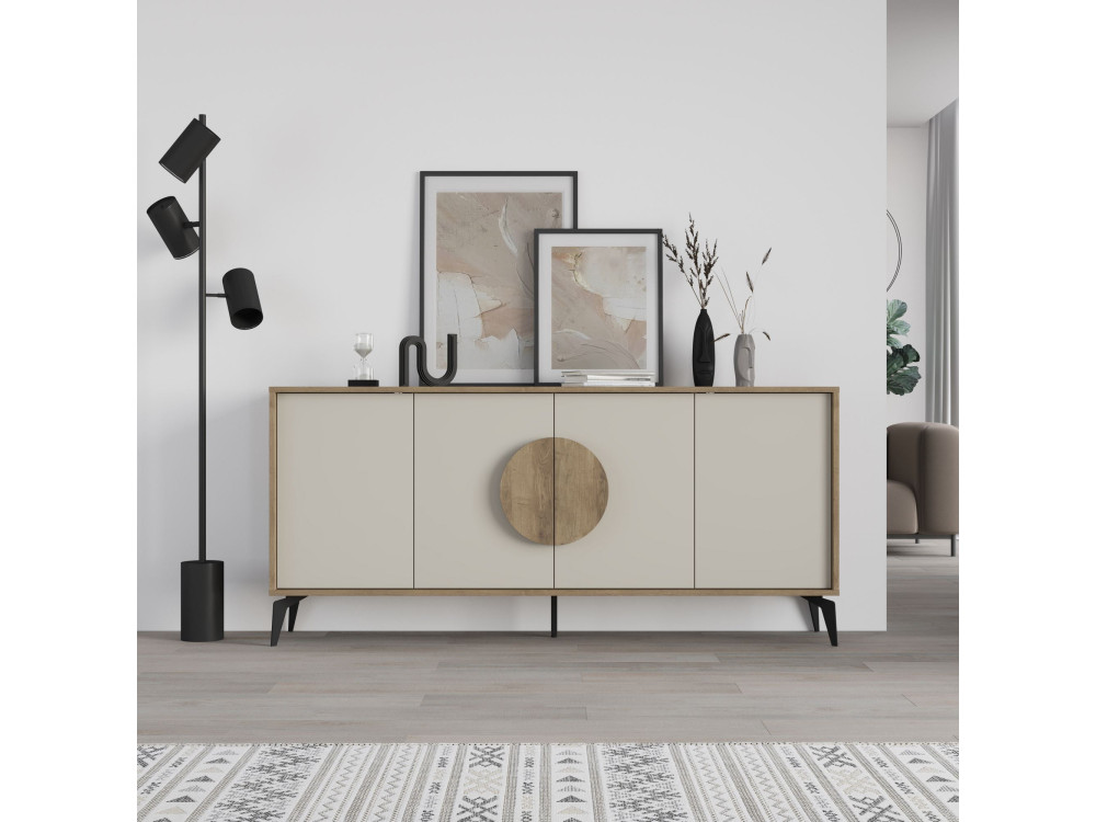 Anrichte aus Holz "Gora Wide" - 180 x 36 x 82 cm - Creme