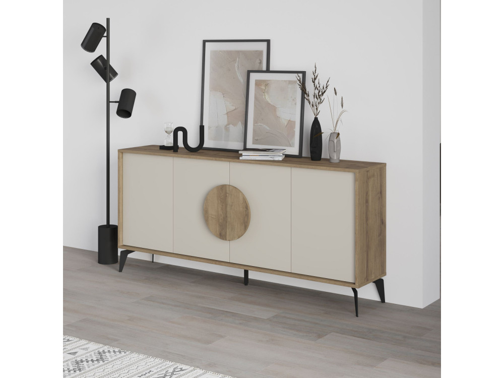 Anrichte aus Holz "Gora Wide" - 180 x 36 x 82 cm - Creme