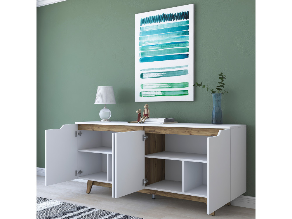 Holzanrichte "Gondol" - 180 x 45 x 79 cm - Weiß