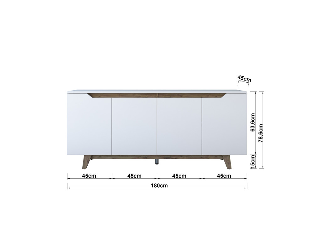 Holzanrichte "Gondol" - 180 x 45 x 79 cm - Weiß