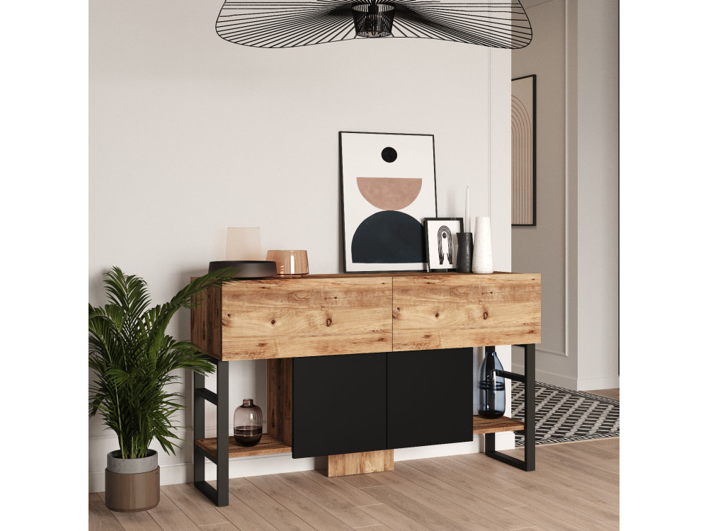 Holzbuffet "Mel" - 140 x 43 x 84 cm - Beige