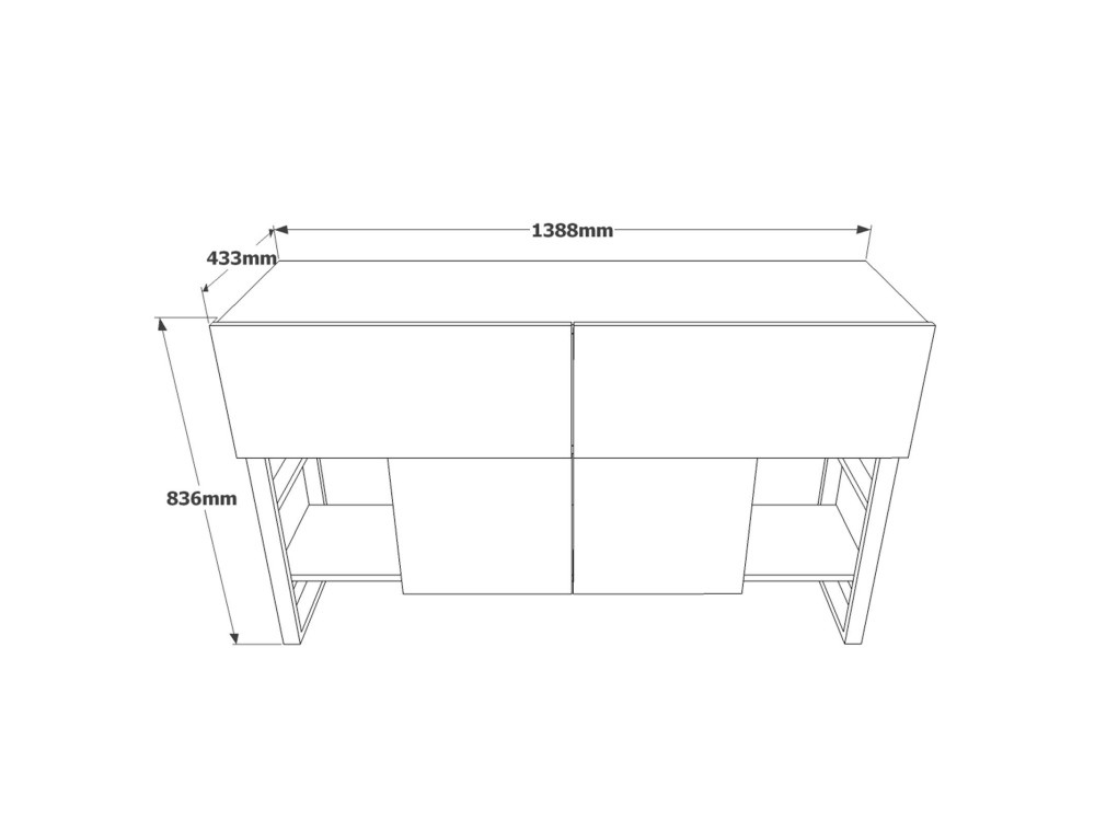 Holzbuffet "Mel" - 140 x 43 x 84 cm - Beige