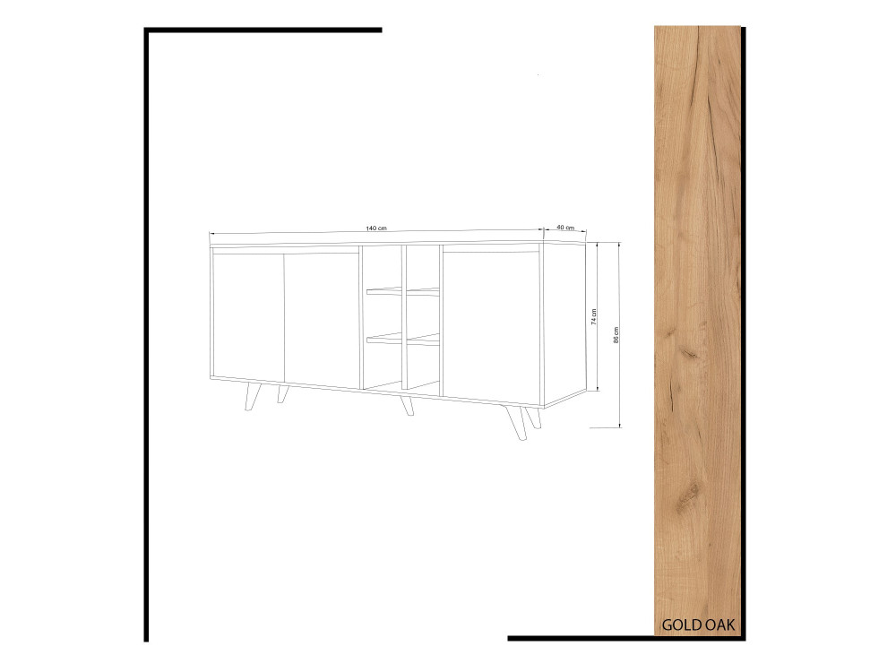 Holzanrichte "Prava" - 140 x 40 x 86 cm - Braun