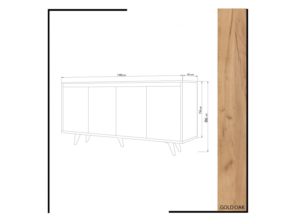 Holz Buffet "Nossa" - 140 x 40 x 86 cm - Braun
