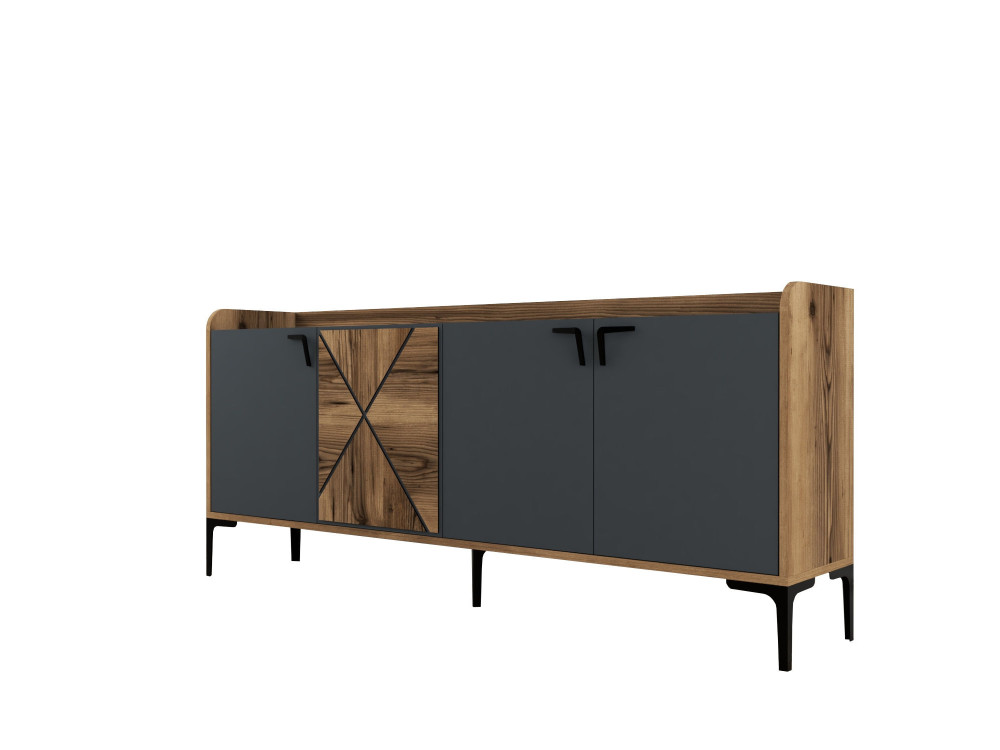 Holzanrichte "Venedik" - 180 x 35 x 78 cm - Anthrazitgrau
