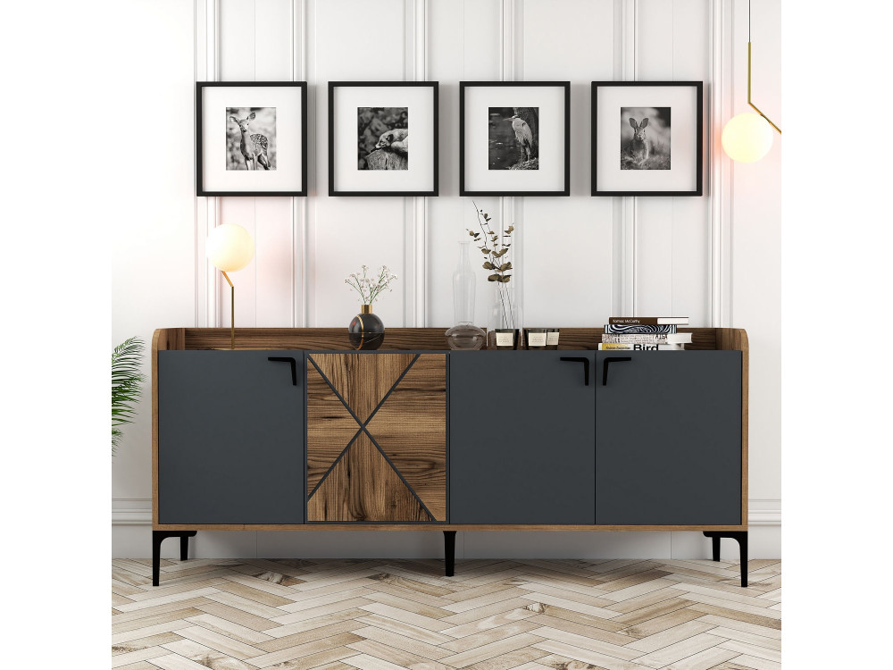Holzanrichte "Venedik" - 180 x 35 x 78 cm - Anthrazitgrau