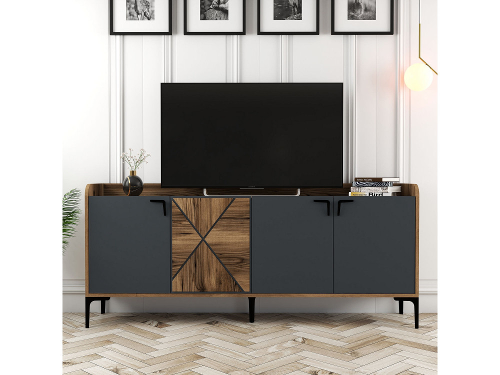 Holzanrichte "Venedik" - 180 x 35 x 78 cm - Anthrazitgrau