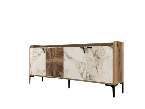 Holzanrichte "Venedik" - 180 x 35 x 78 cm - Weiß marmoriert