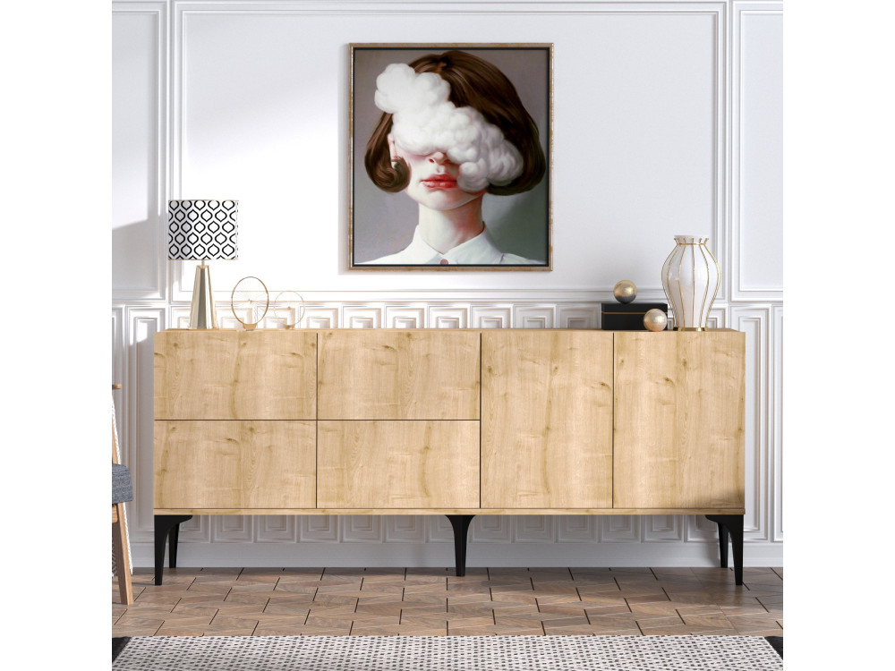 Anrichte aus Holz "Laika" - 180 x 40 x 80 cm - Beige