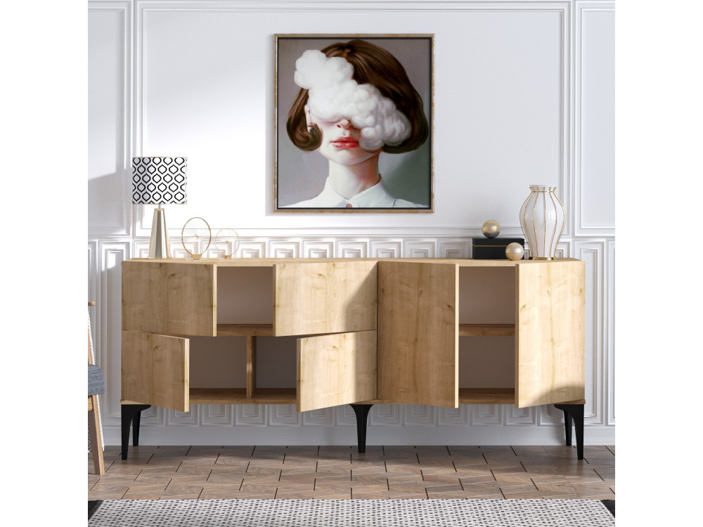 Anrichte aus Holz "Laika" - 180 x 40 x 80 cm - Beige