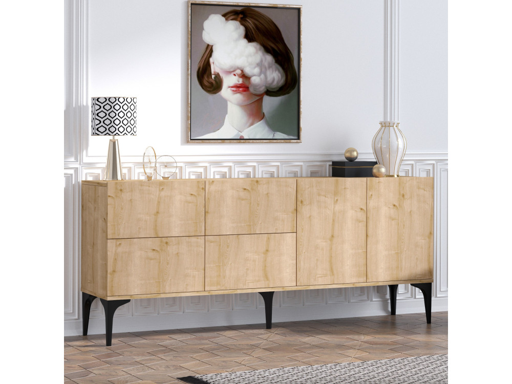 Anrichte aus Holz "Laika" - 180 x 40 x 80 cm - Beige