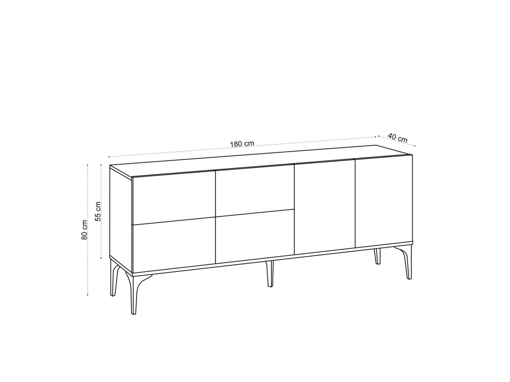 Anrichte aus Holz "Laika" - 180 x 40 x 80 cm - Beige