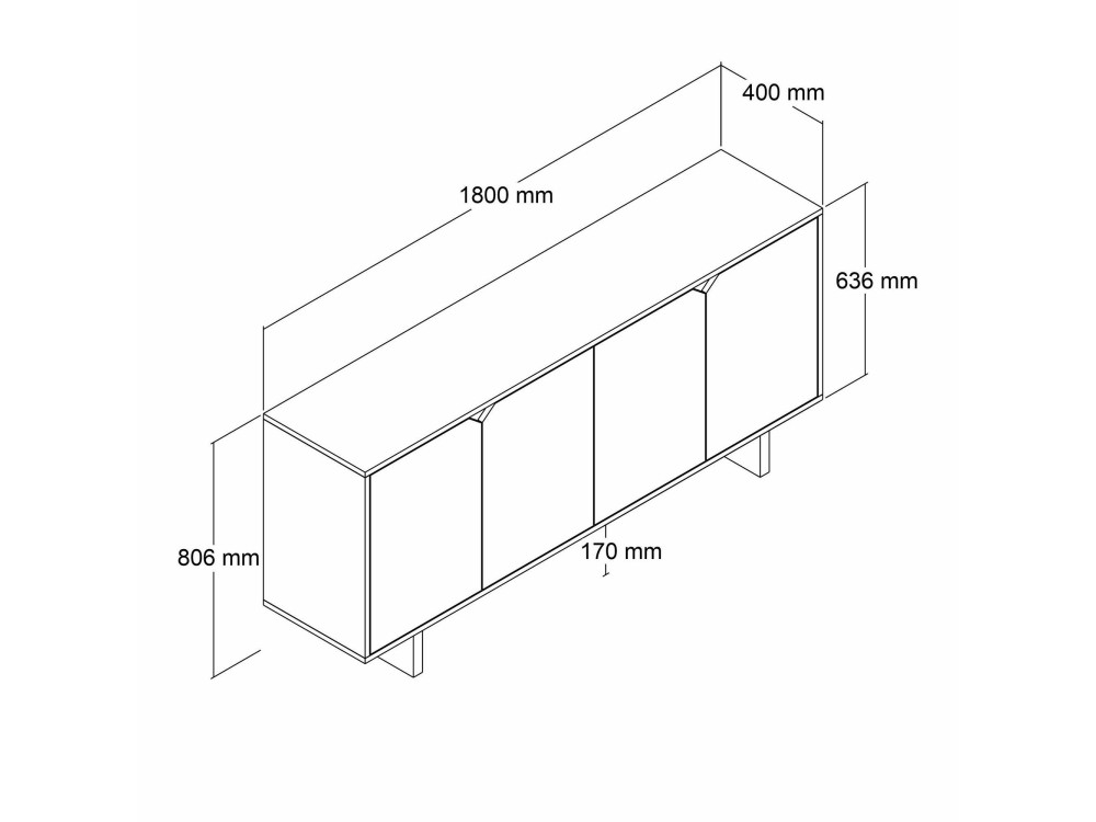 Anrichte aus Holz "Oz" - 180 x 40 x 81 cm - Beige
